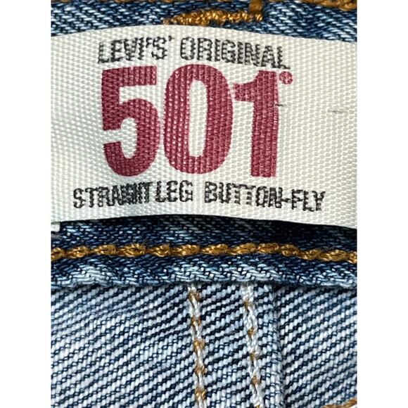 Levi’s 501 Mens 38x30 Blue Button Fly Straight Leg Stonewashed Denim Jeans 09/08 - Picture 3 of 9